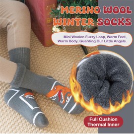 Cirorld 4 Pairs Kids Merino Wool Hiking Socks Boys Girls Teen Thermal Socks Winter Warm Cozy Thick Cushion Snow Socks