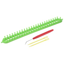 PATIKIL 38 Hooks 36cm Knitting Loom Machines Kit, Plastic Darning Weave Tool with Accessories for Scarf Sweater Shawl Blankets Mending Weaving Stitching, Yellow