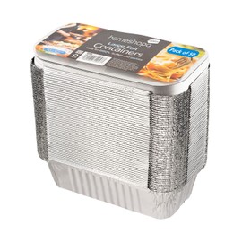 Homeshopa Aluminum Foil Trays Containers with Lids, 50 Pack Large Disposable Meal Prep Baking Food Storage Takeaway Tins, Reusable Food Container for Roasting Broiling Cooking & Freezing