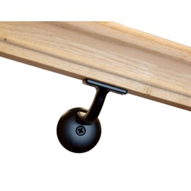 Solid Red Oak Handrail Kit with Wall Returns and Wall Mount Brackets (Matching Screws Included). 6010 Profile Unfinished. Indoor Use Only. (5 Ft, Black)