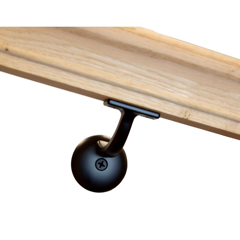 Solid Red Oak Handrail Kit with Wall Returns and Wall