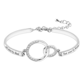 LSxAB Not Sister By Blood But Sister By Heart Cuff Bangle Silver Tone Bracelet for Best Friend BFF Friendship Bracelets