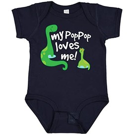 inktastic My Pop Pop Loves Me Dinosaur Baby Bodysuit 6 Months Navy Blue 26985
