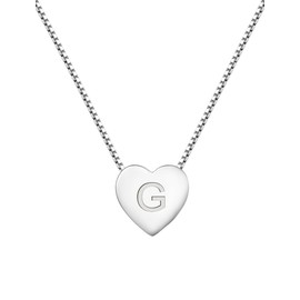YL Initial Necklace 925 Sterling Silver Heart Letter Pendant 26 Alphabet Necklace for Women, Metal, cubiu zirconia,