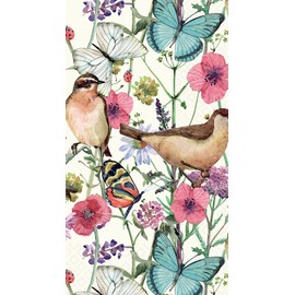 IHR Ideal Home Range Dinner Napkins Disposable 3-Ply Paper Hand Towels, 8.5" x 4.5", Birds In Spring, 16-Count