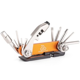 Kadacha Bicycle Multi-Tool Portable Tool 15 Functions for Road Bikes, Chain Cutter, Tire Lever, Gold (PT-11)
