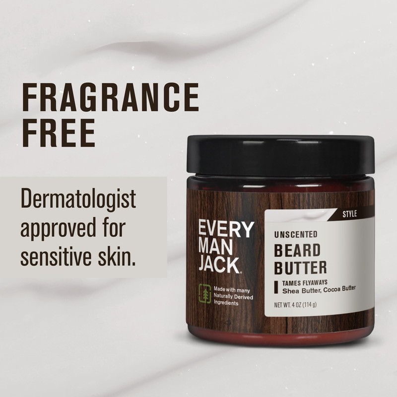 Every Man Jack Unscented Beard Butter - Fragrance Free for
