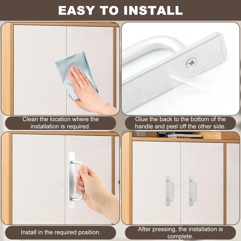 Pilarmuture 2 Pcs Adhesive Handles,Adhesive Cabinet Handles,Self Stick No Drilling