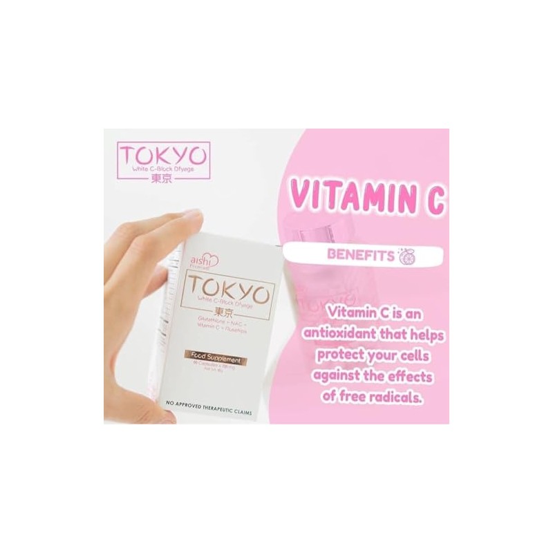 Aishi Premium Tokyo White C-Block Dyfage Glutathione, 60 Capsules