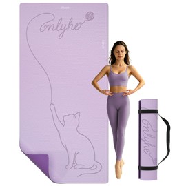 Extra Large Yoga Mat 10mm Thick, Wide & Long Non Slip Floor Mat, Tear Resistant Exercise Mat for Indoor Home Workouts, Pilates & Gym, Suitable for Men and Women(72"x35") (Light purple + Dark purple)