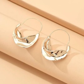 Large Fulani Earrings Gold Basket Earrings Silver Fulani Earrings Swirl Earrings Big Chunky Hoop Earrings Irregular Earrings (Gold)