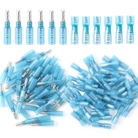 120PCS Heat Shrink Bullet Connector AWG 16-14 Female and Male Bullet Terminals Insulated Waterproof Marine Automotive Connectors Kits-Blue