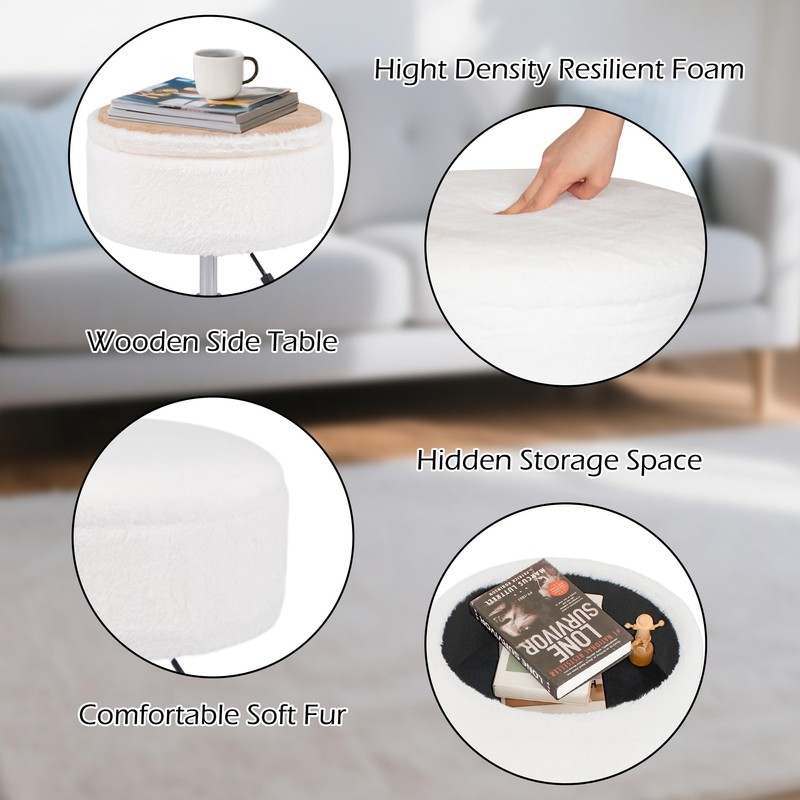 LITZFUR Adjustable Vanity Stool for Makeup Room, 360° Swivel Gold