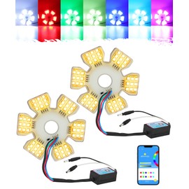 PARTSam 2X RGB Air Cleaner LED Light 4.8" Ultra-Thin Hex Style Dual Function Interior 54LEDs with Smart App Control for Peterbilt Kenworth Freightliner Trucks IP67 Waterproof 10-30V