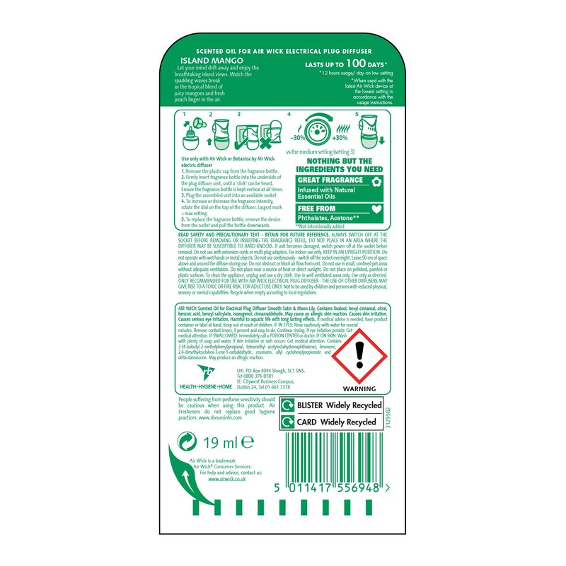 Air Wick Air Freshener, Electrical Plug-In, Island Mango, 19 ml