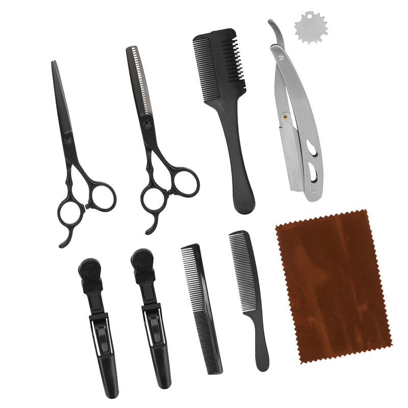 Hair Cutting Scissors Kit Clip Clipper Holder Comb Stainless Steel