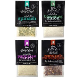Rabbit Creek 4 Pack Dip Variety – Just Add Sour Cream – Seasoning Packets Includes Spinach Dip, Garlic and Red Bell Peppers, Blooming Onion, Parmesan Ranch Dip