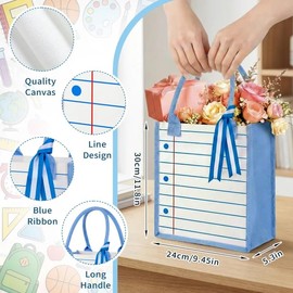 Cumule 6 Pcs Back to School Teacher Gifts Bulk Notebook Canvas Tote Bags with Handle for First Day of School Classroom Office Shopping Travel