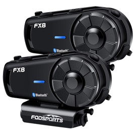 FODSPORTS FX8 Incam for Bikes, 8 People Simultaneous Calling, Low and Medium and High Sound Switching, Music Sharing, Motorcycle Incom, FM Radio, Hi-Fi Sound Quality, Communication Automatic Return,