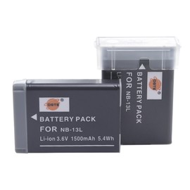 DSTE 2pcs NB-13L NB13L Battery and Charger Compatible with Canon PowerShot SX740 HS, SX620 HS, SX720 HS, SX730 HS, G7X, G7 X Mark II, G7 X Mark III, G9X, G9X Mark II, G1 X Mark III, G5X, G5 X Mark II