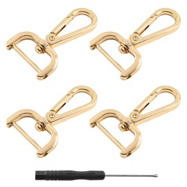Litoexpe 4-Pack Detachable Snap Hook Swivel Clasp with 1 Inch Screw Bar, Gold Heavy Duty Swivel Lobster Claw Clasps, with Cross Screwdriver