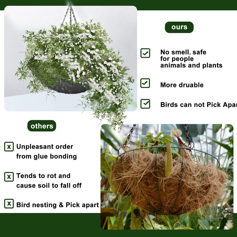 3PCS 14 Inch Round Hanging Basket Liners Fabric Hanging Plant