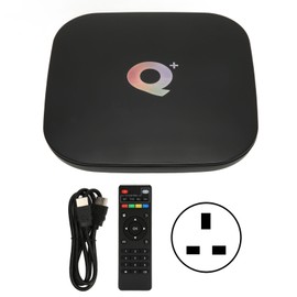 for Android 9.0 TV Box 4GB RAM 64GB ROM Q Plus 4 Core Supports 3D 6K 2.4GHz WiFi USB 3.0 Intelligent TV Box 100‑240V UK Plug