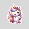 Cute Baby Unicorn Colorful Pony with Pearl Milk Tea Bubble