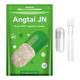 AngtaiJN Empty Vegan Capsules Size 0 Clear Empty Capsules for Filling with 2 Micro Spoons, DIY Empty Capsules 0 Compatible with Capsule Filler Size 0, Pack of 1000