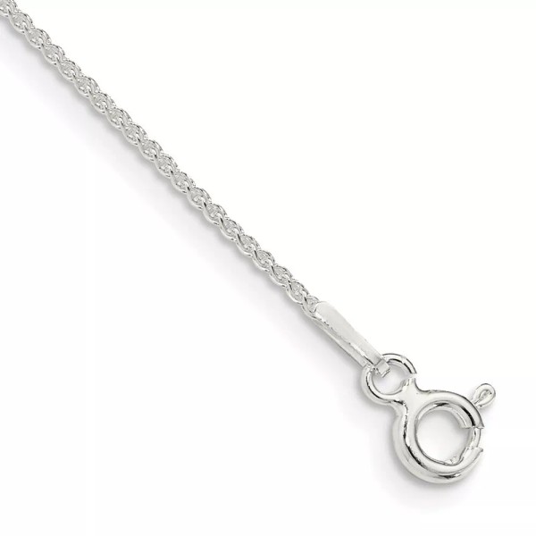 GlittersandGold Sterling Silver 1mm Round Spiga Chain Anklet Necklace