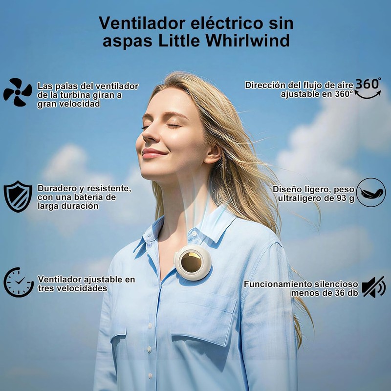 2one Ventilador con Clip para la Cintura,Mini Ventilador Compacto con