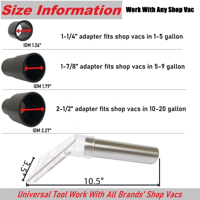 TunaMax Universal Work with All Shop Vacs with 2-1/2" &