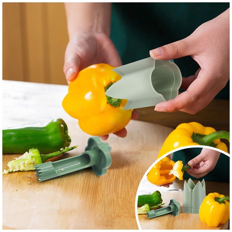 2-in-1 Pepper Corer and Jalapeno Corer Tool - Efficient Bell