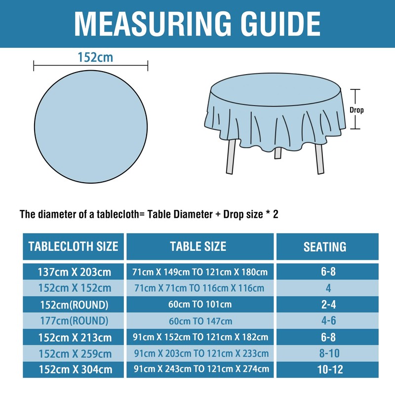 H.VERSAILTEX Round Linen Textured Table Cloth Thick Fabric Wrinkle Free