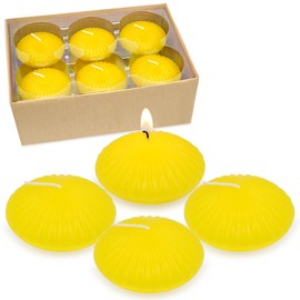 12 Pack 3 Inch Citronella Floating Candles for Summer, 10 Hour Yellow Dripless Tealight Candles for Cylinder Vases, Centerpieces at Wedding Party Pool Holiday