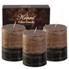 KONNI Coffee Layered Pillar Candles Set of 3, 3"x 4"