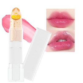 BINGBRUSH Crystal Flower Jelly Color Changing Lipstick,Long Lasting Lip Care Moisturizer Lip Balm Magic Color Change Lip Gloss Lip Tint Stain Matte Makeup Lipstick (04#Yellow flower)