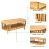 VaeFae Oval Coffee Table, Bamboo Coffee Table for Living Room,