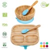 Vinsani Bamboo Bowl, Square Plate and Spoon Set for Baby/Toddler,