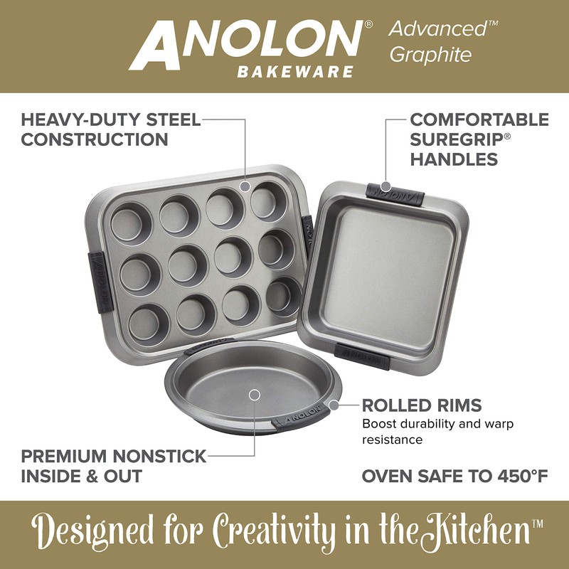 Anolon 2-Piece Steel Crisper Pan Set, Graphite