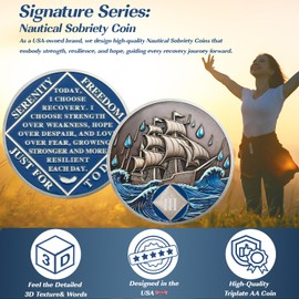 Braving The Storm 2 Year Sobriety Coin - Nautical NA Coin, Addiction Recovery 3 Year Sober Chip, Anniversary Token, Narcotics Anonymous Sobriety Gifts for Women & Men