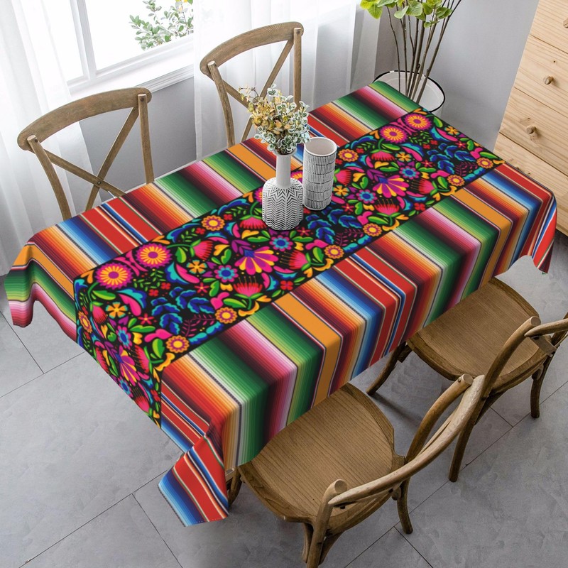 juniissl Mexico Serape Rectangle Tablecloth Washable 60x90 Inch Table Cover