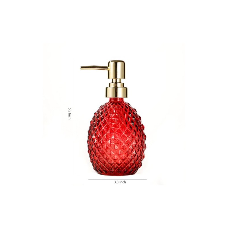 WAIT FLY Rhombus Surface Glass Soap Dispenser with Plastic Pump,