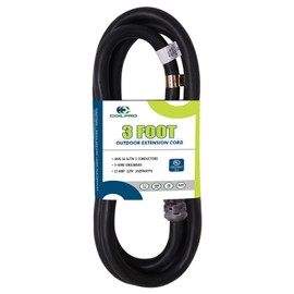 CoilPro 3FT Outdoor Lightweight Extension Cord-16/3 SJTW Durable Extension Cable with 3 Prong Suitable for Gardens