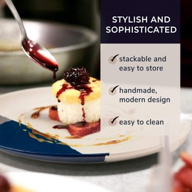 Thomas Fuchs Creative Melamine Side Plates Set of 4, Chip and Break-Resistant, Durable Salad Plates, Kid-Friendly Dessert Plates for Indoor and Outdoor, Dishwasher Safe, Ivory/Navy