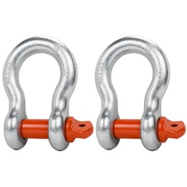 Leero 1-1/2" D Ring Shackles, 17 tons (37,478 lbs) Working Load Limit, Clevis Shackle with 1-5/8" Alloy Screw Pin, Heavy Duty Shackles for Towing, Terrain Vehicle, Jeep, Trailer, Orange (2 Pack)