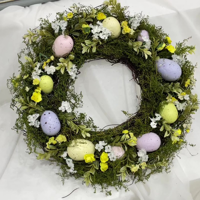 Simulation Easter Egg Wreath with Handmade Natural Plant Easter Decorations