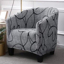 SearchI Club Chair Slipcover Stretch Barrel Chair Covers Printed Tub Chair Slipcovers Soft Spandex Armchair Sofa Cover Removable Couch Furniture Protector Arm Chair Cover for Living Room(Pattern 1)
