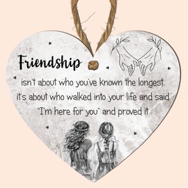 Friendship Isn't About Who You've Known the Longest - Heartfelt Grey MDF Wooden Heart Plaque | Inspirational Gift for True Friends, Perfect for Celebrating Lifelong Connections and Unbreakable Bonds