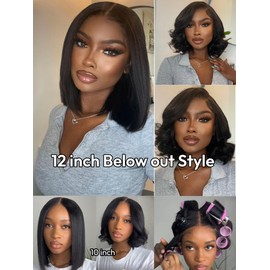 UNICE Yaki Straight Bob Human Hair Drawstring Wig Bye Bye Knots Glueless 7x5 Lace Front Wigs Human Hair Pre Plucked Pre Cut Bleached Knots Pre Everything Put On and Go Wig 8 inch